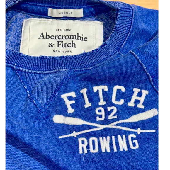 Abercrombie & Fitch Rowing Graphic Sweatshirt Muscle Fit Blue Size M - Picture 2 of 6